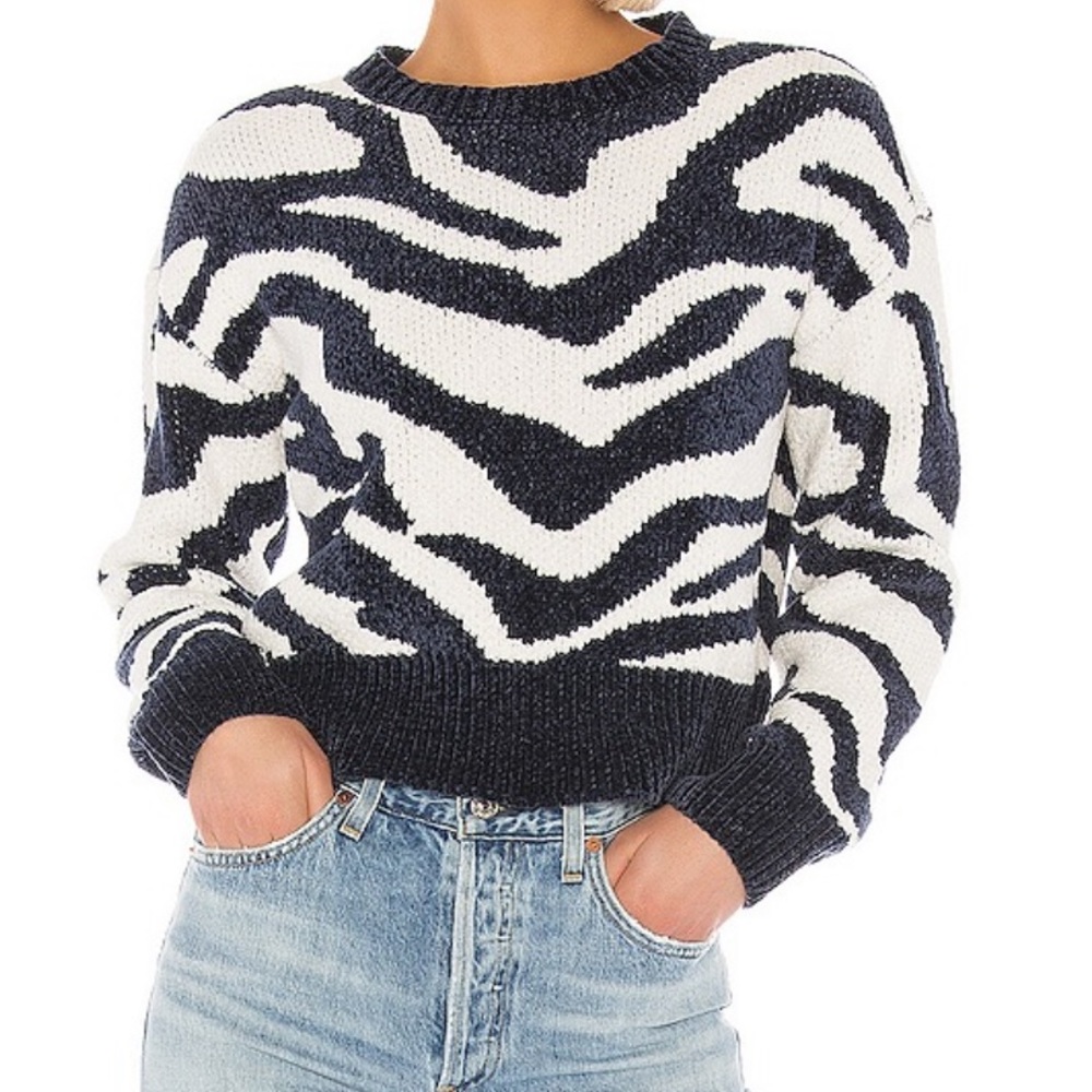 Minkpink Navy/white zebra sweater small